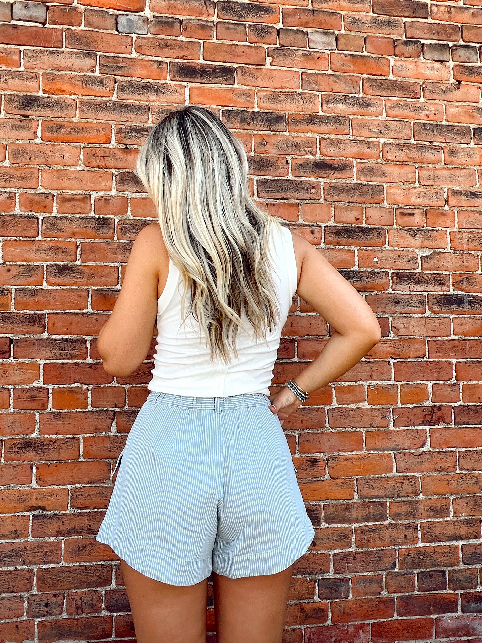 FINAL SALE- Vibin' Denim Striped Shorts