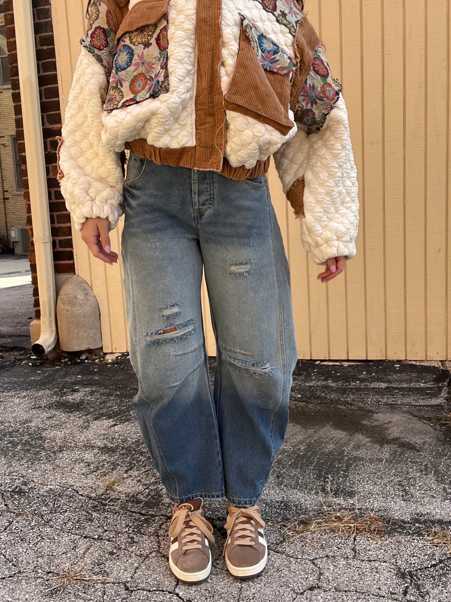 Rock On Distressed Barrel Jeans