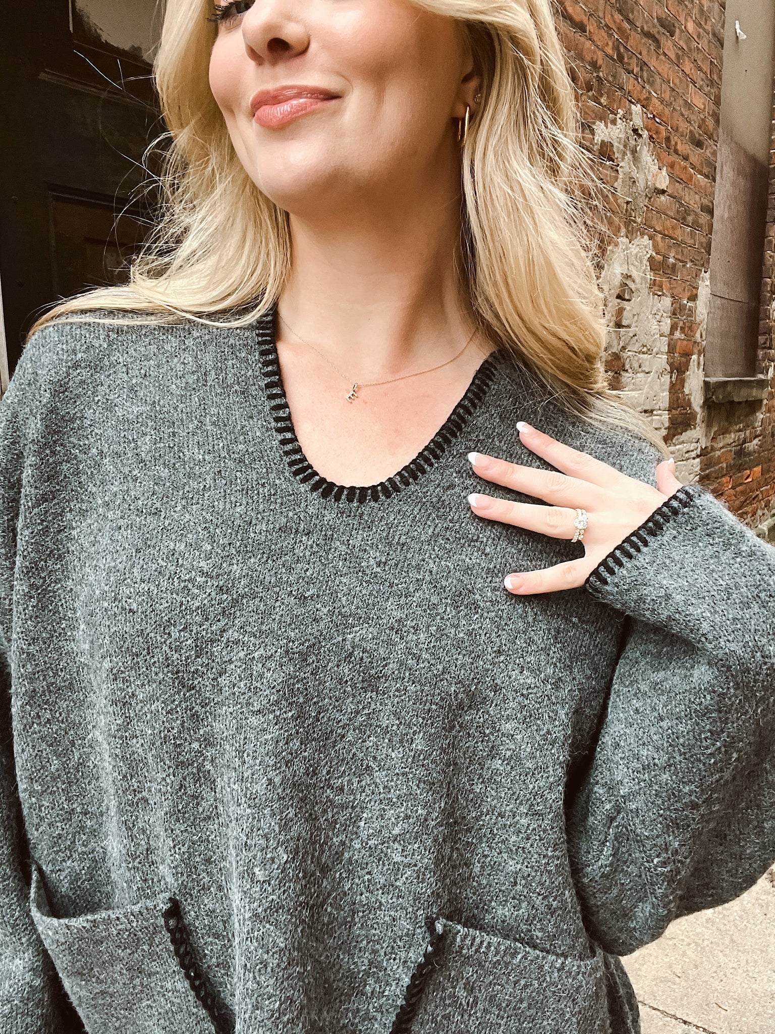 Aria Charcoal Knit Pullover