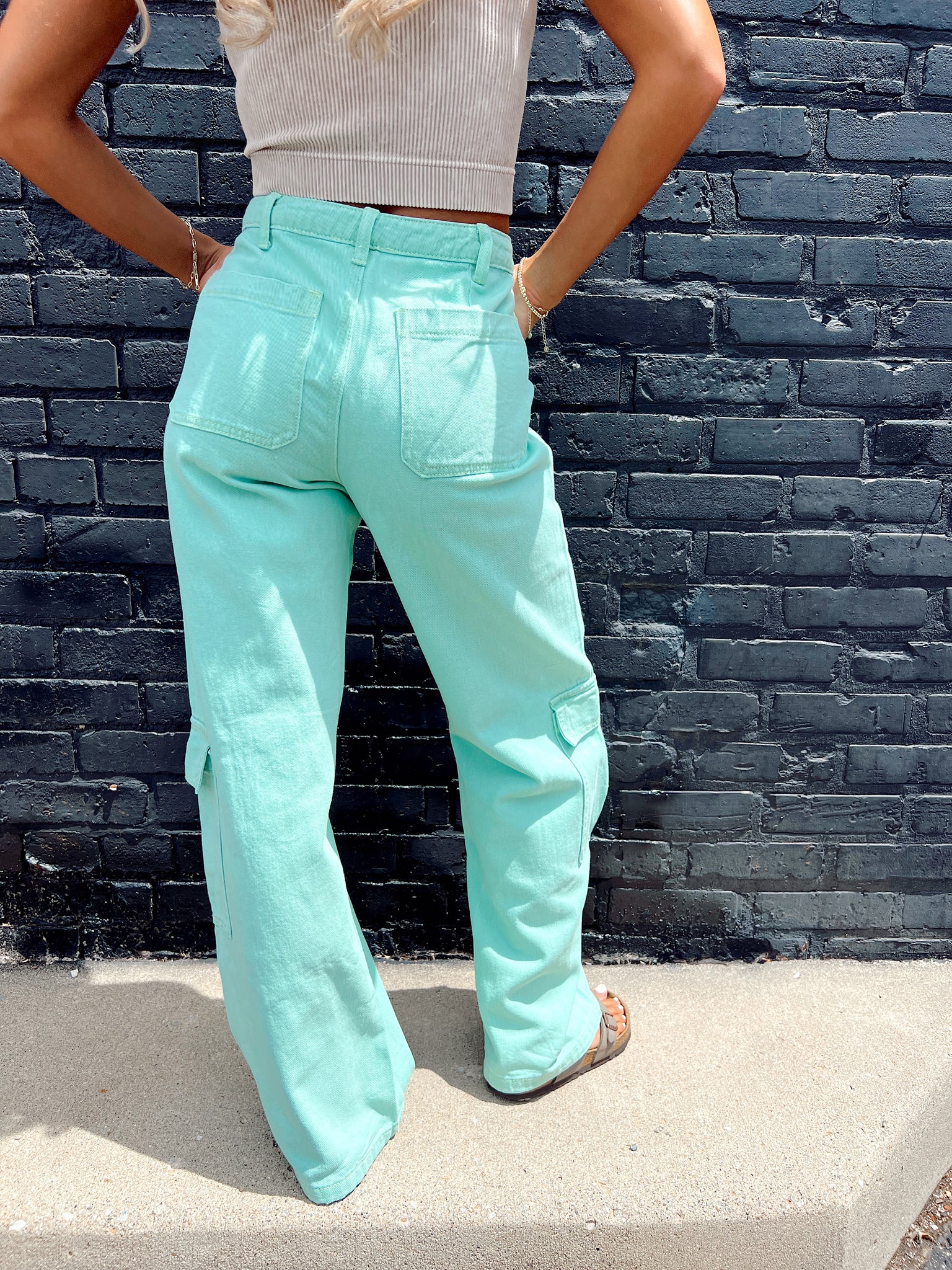 Soft Focus Lime Cargo Pants