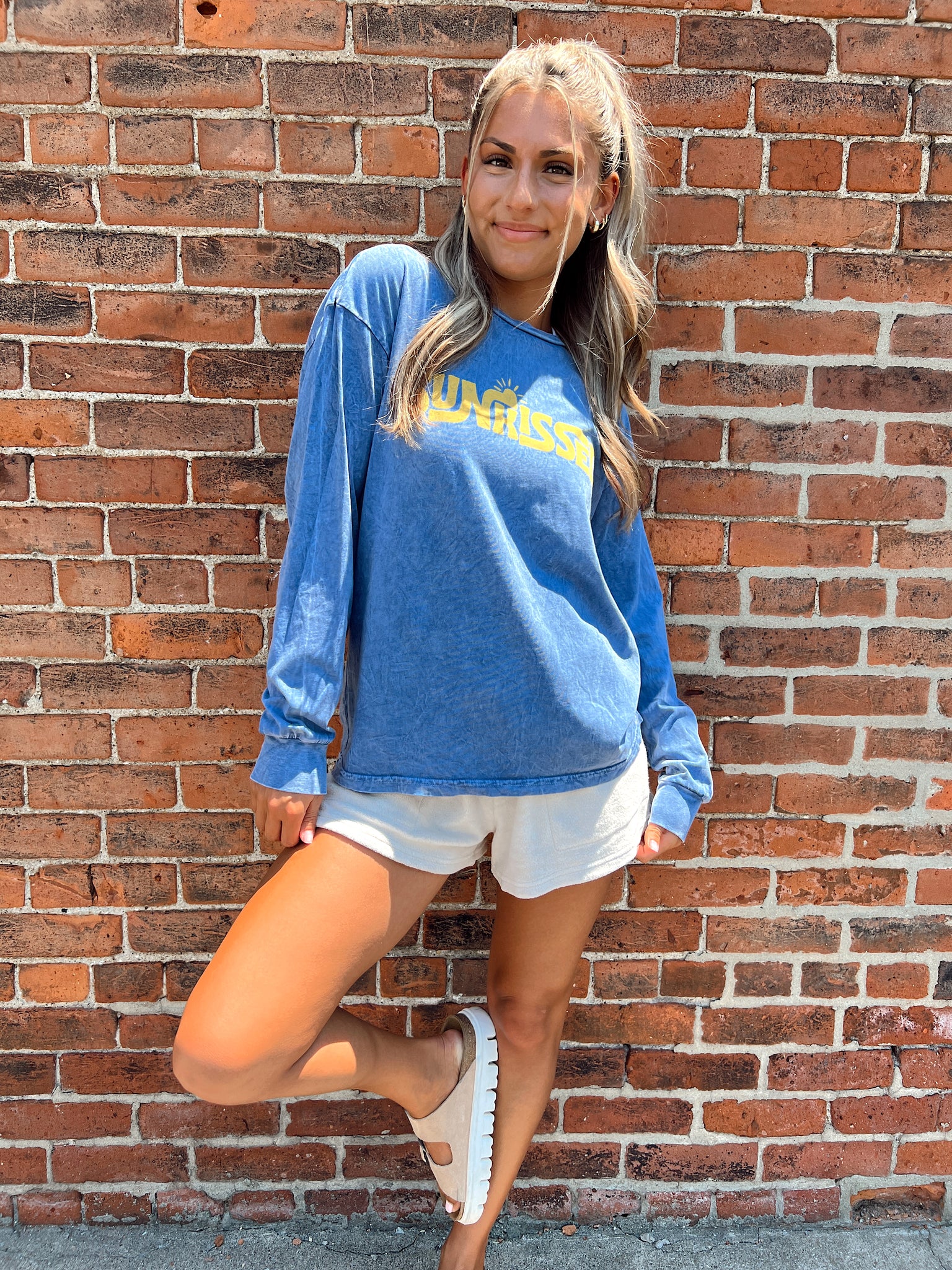 FINAL SALE - Sunkissed Navy Mineral Washed Long Sleeve