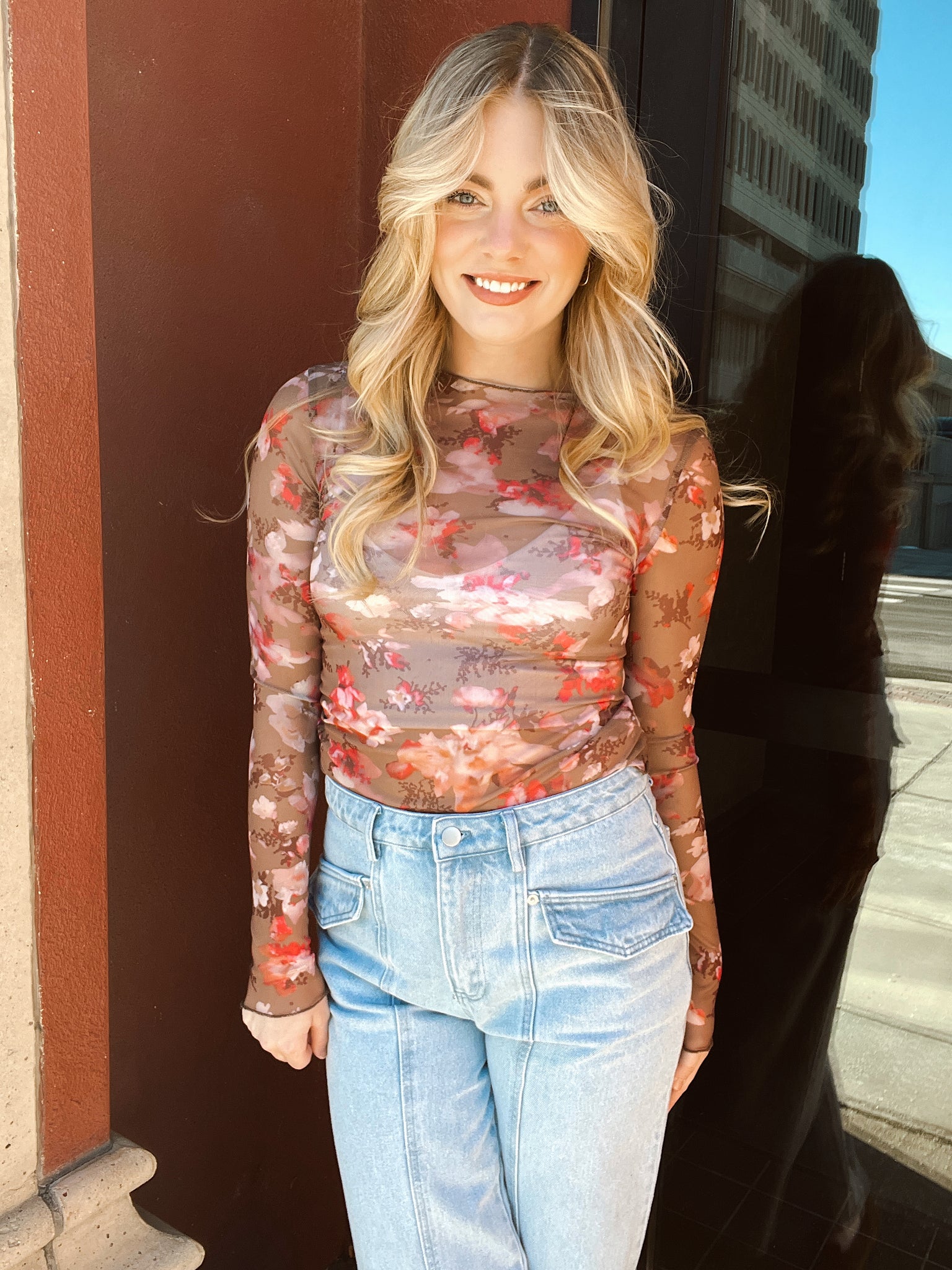 Gypsy Floral Sheer Brown Top