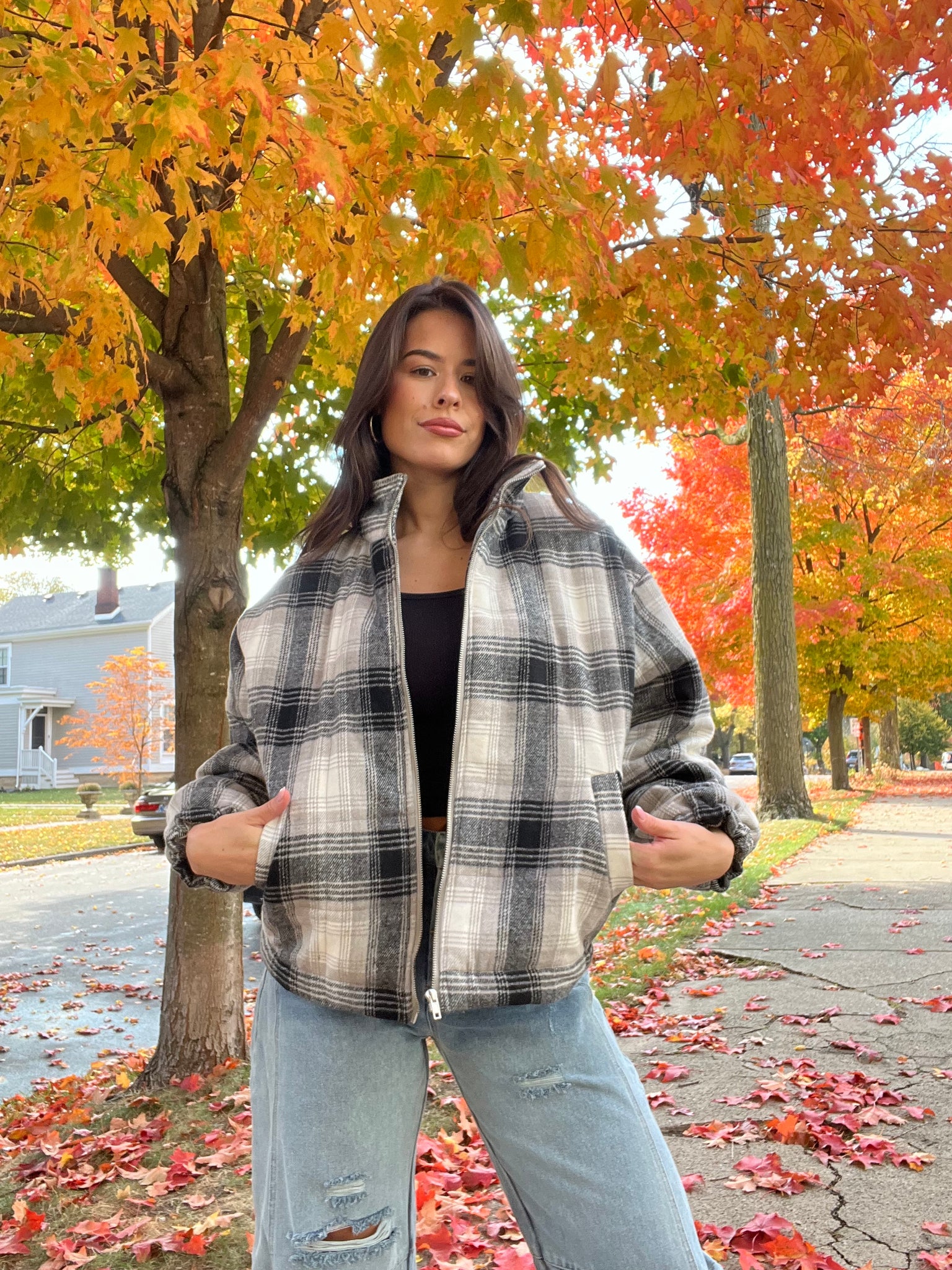 Plaid Puffer Jacket