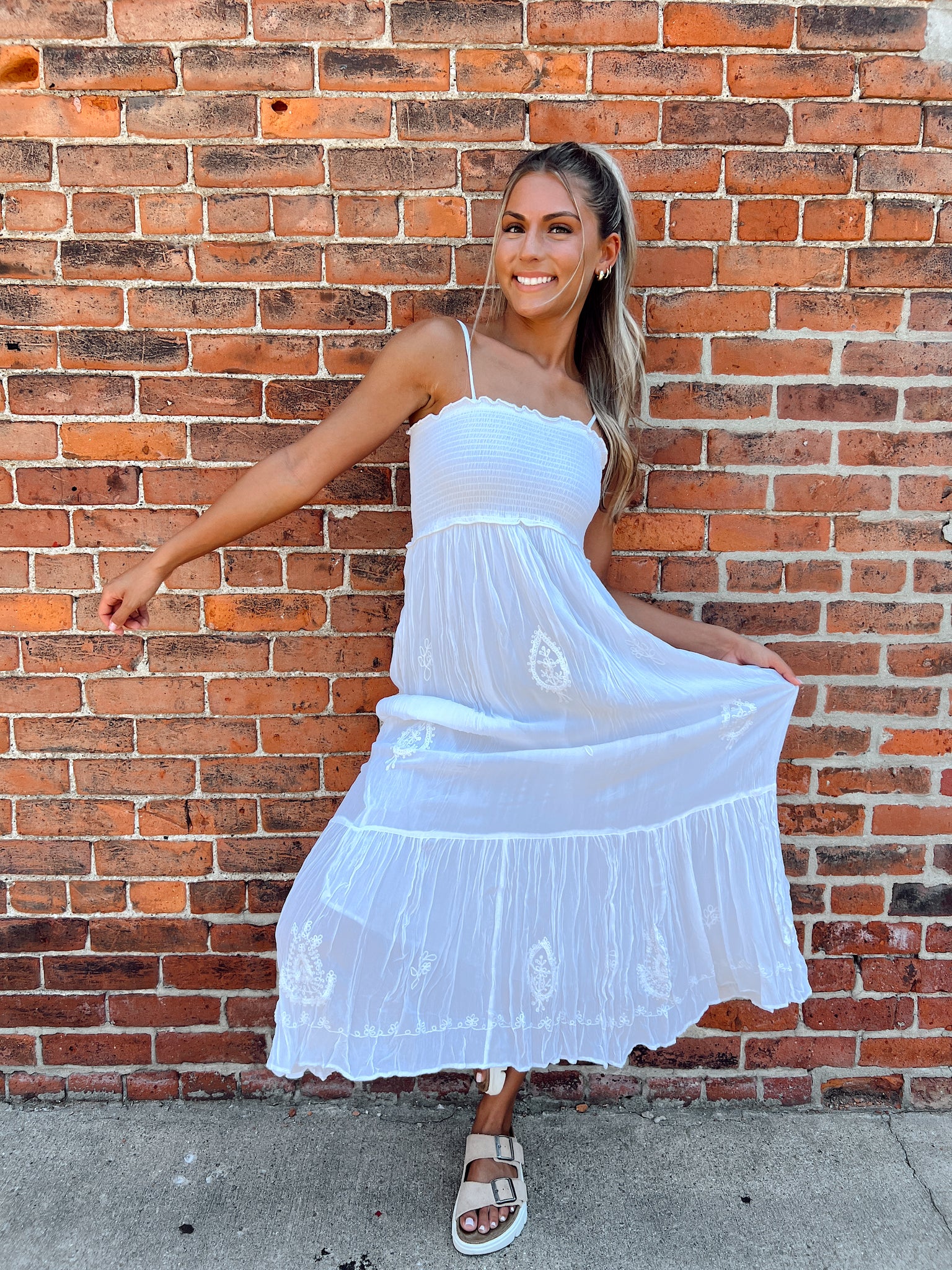 FINAL SALE - Baez White Embroidered Sundress