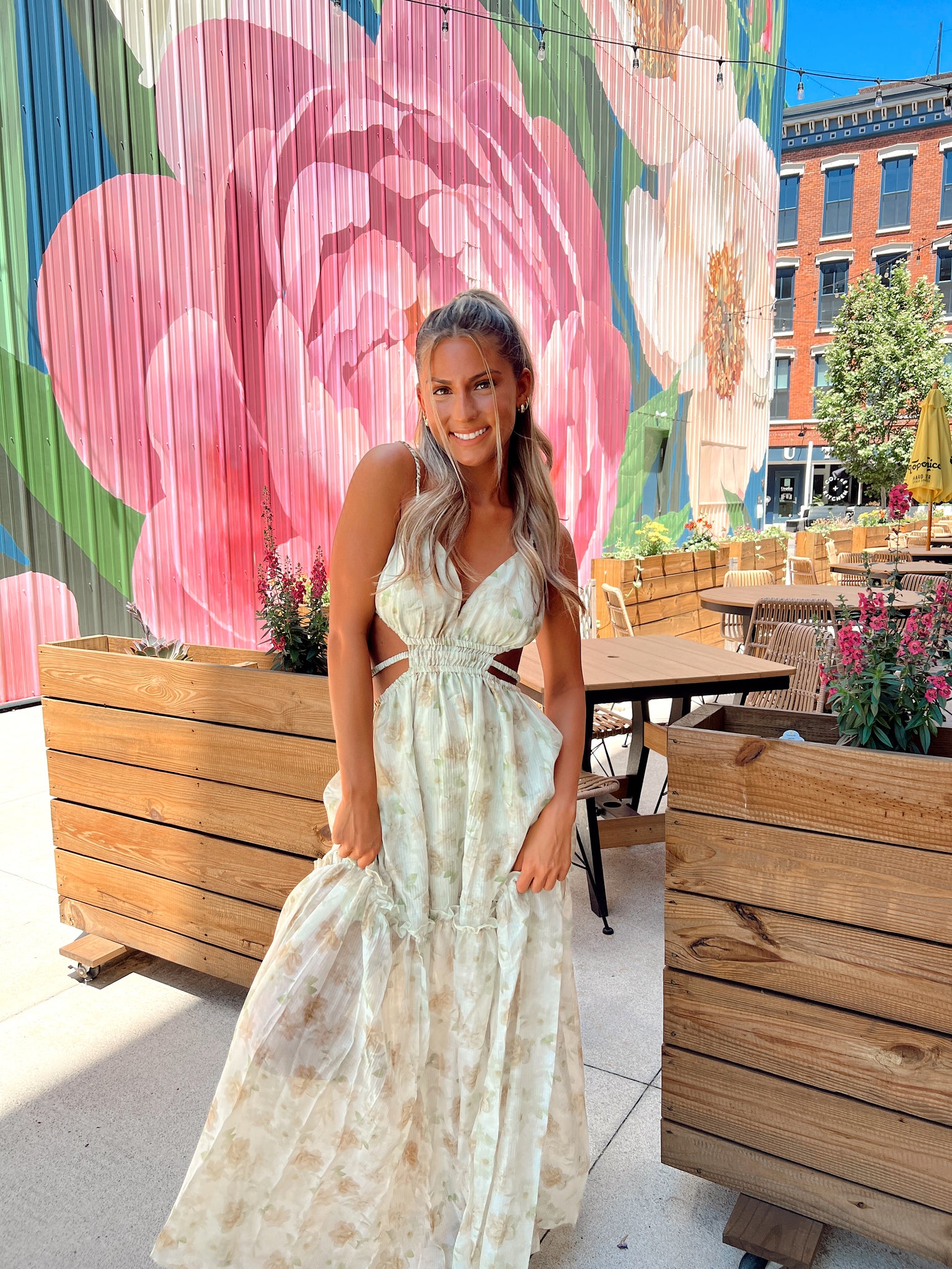 Summer Forever Sage Floral Maxi Dress