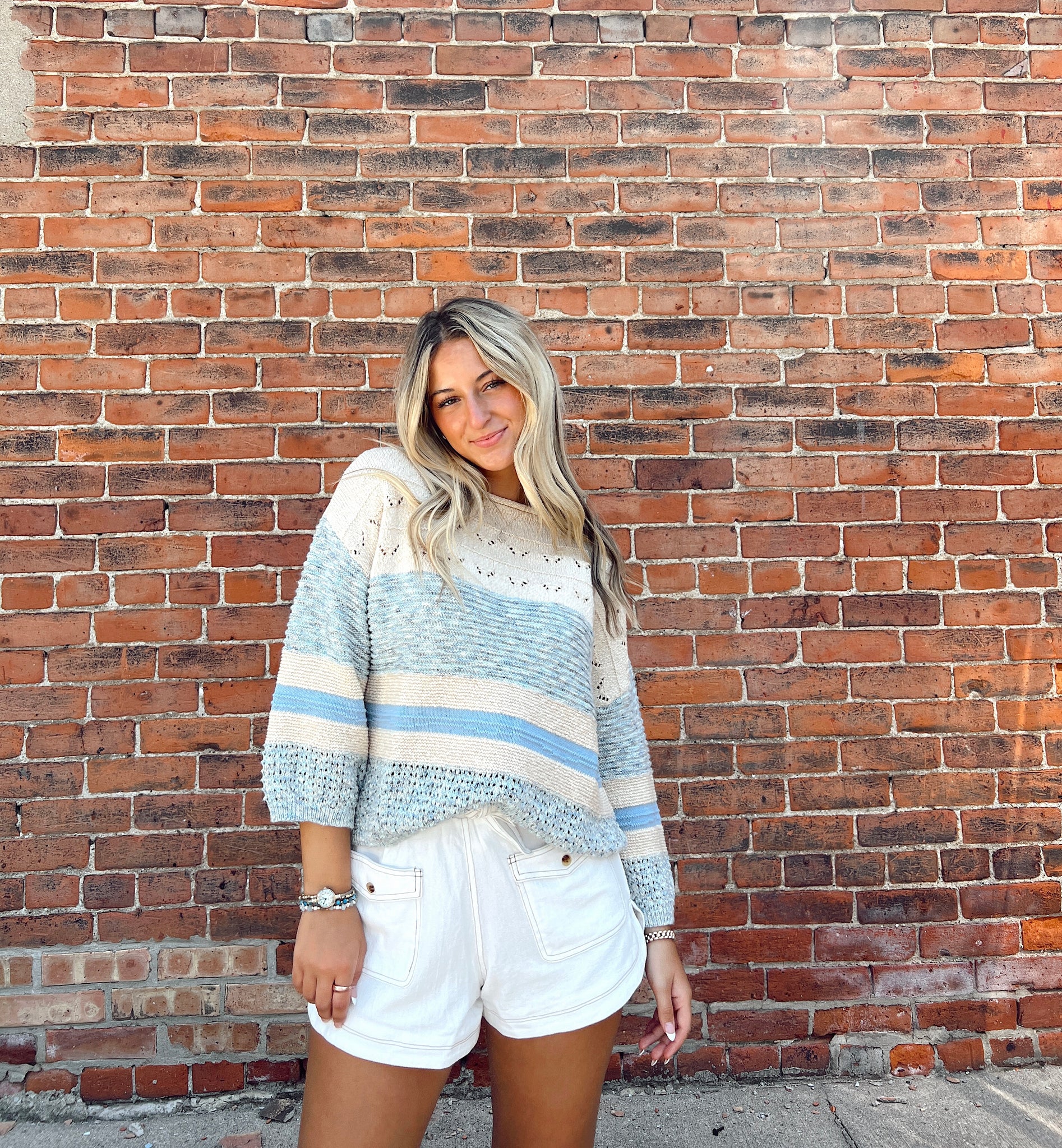 Sunday Funday Blue Knit Sweater