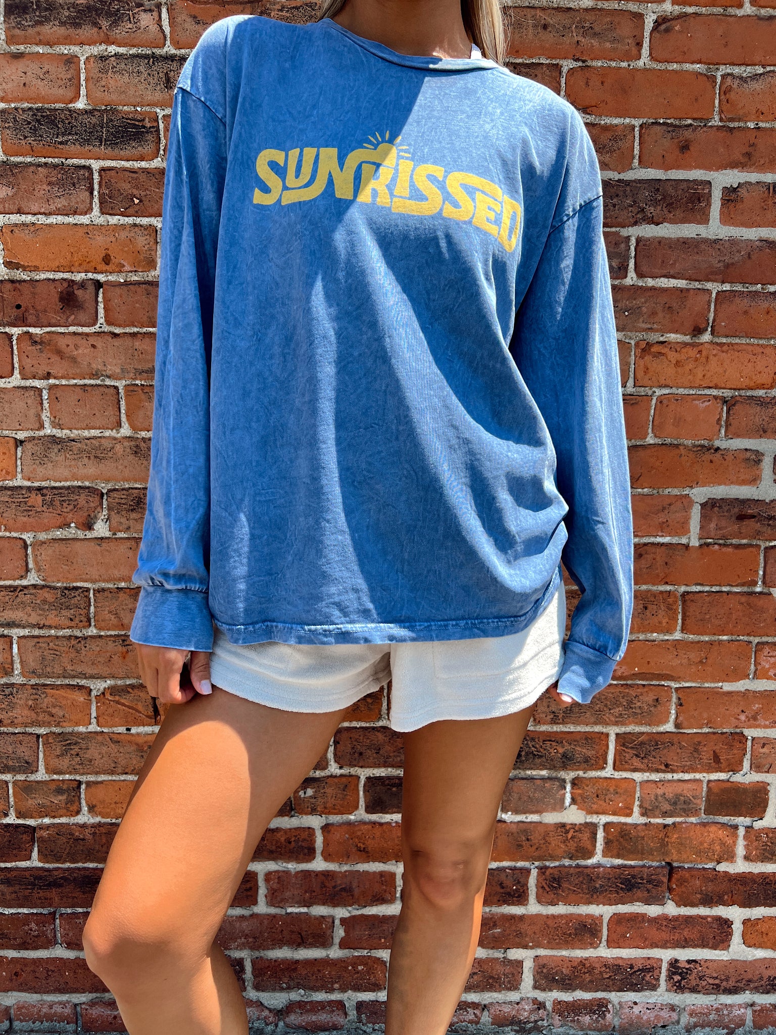 FINAL SALE - Sunkissed Navy Mineral Washed Long Sleeve