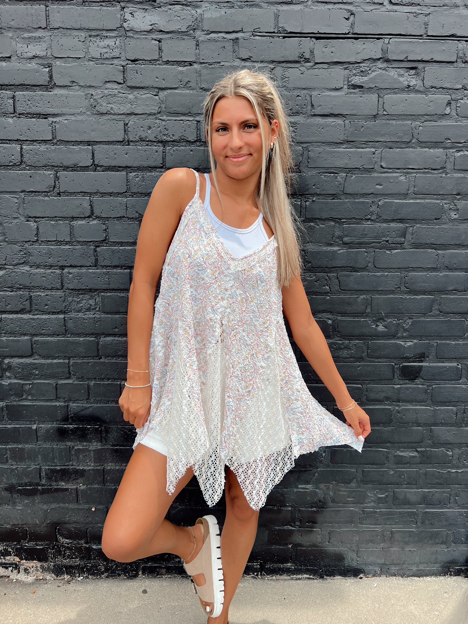 FINAL SALE - Level Up Ivory Crochet Tank