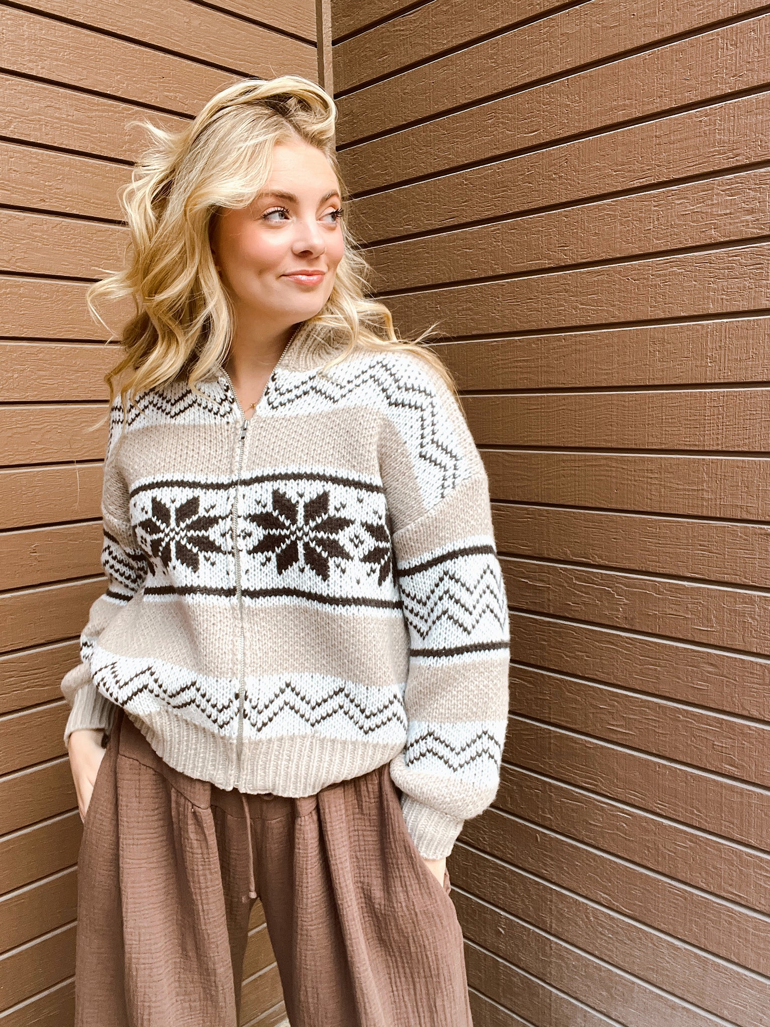 Home For The Holidays Tan Sweater Jacket