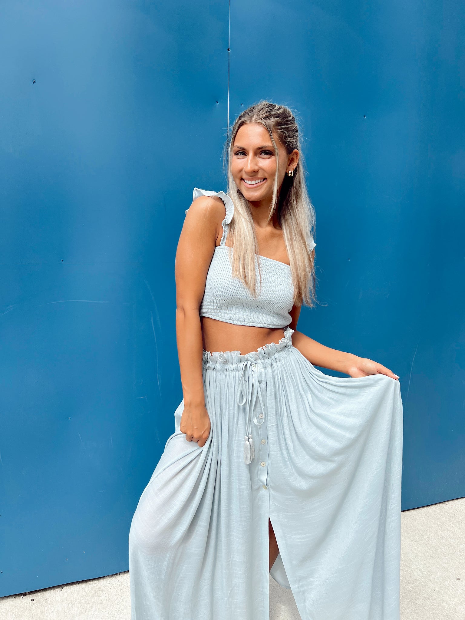 Monty Dusty Blue Maxi Skirt