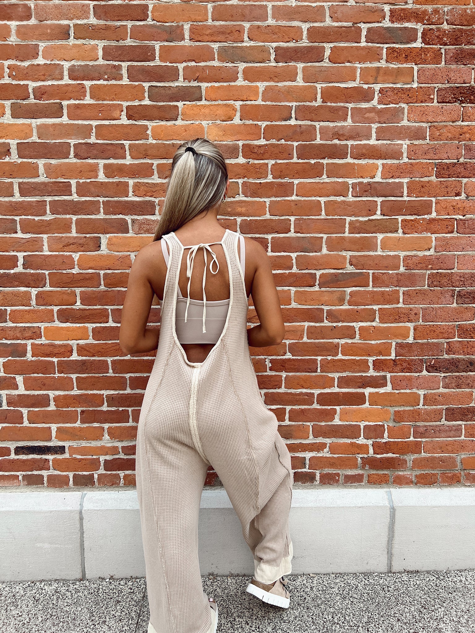 Atlanta Oatmeal Waffle Knit Overalls