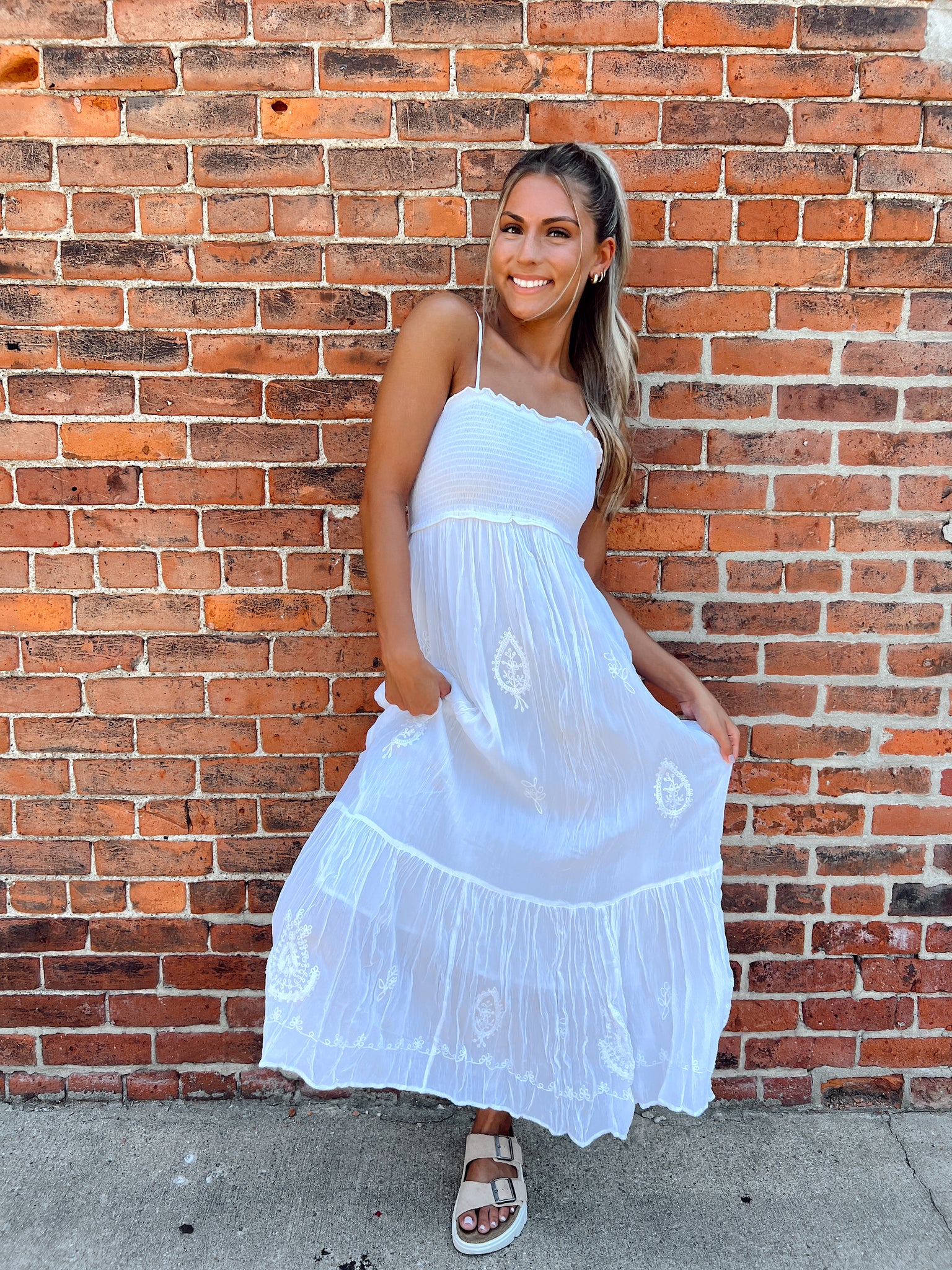 FINAL SALE - Baez White Embroidered Sundress