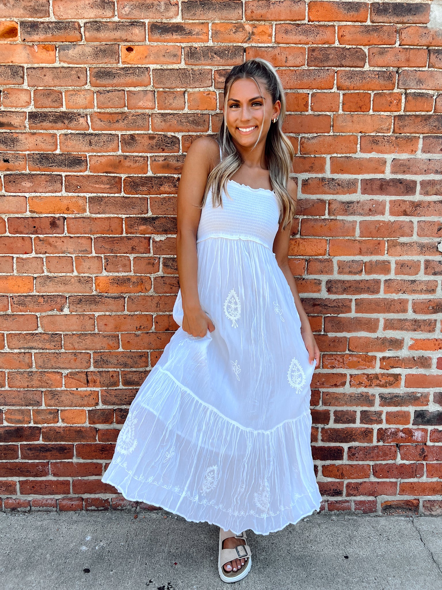 FINAL SALE - Baez White Embroidered Sundress