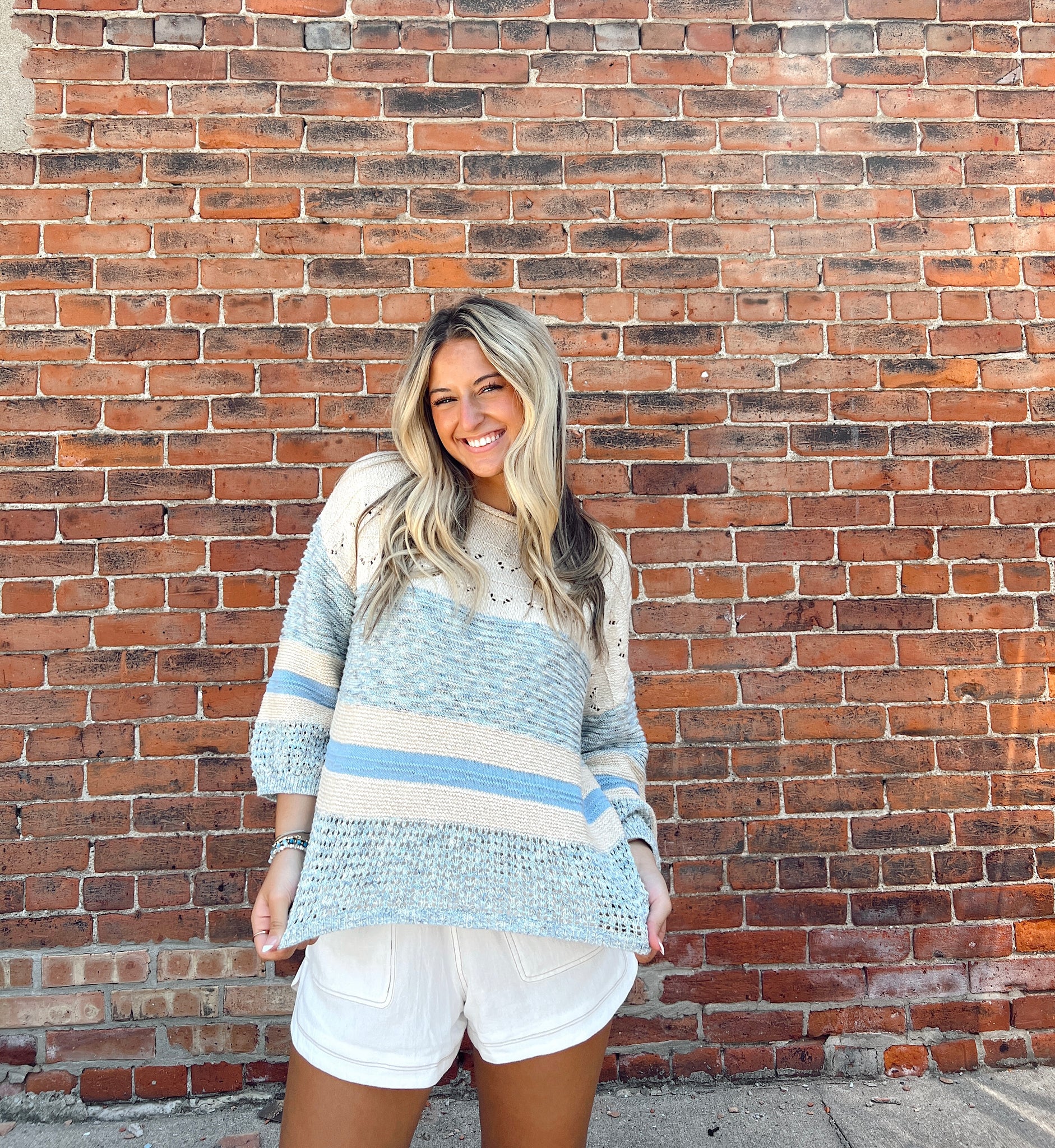 Sunday Funday Blue Knit Sweater