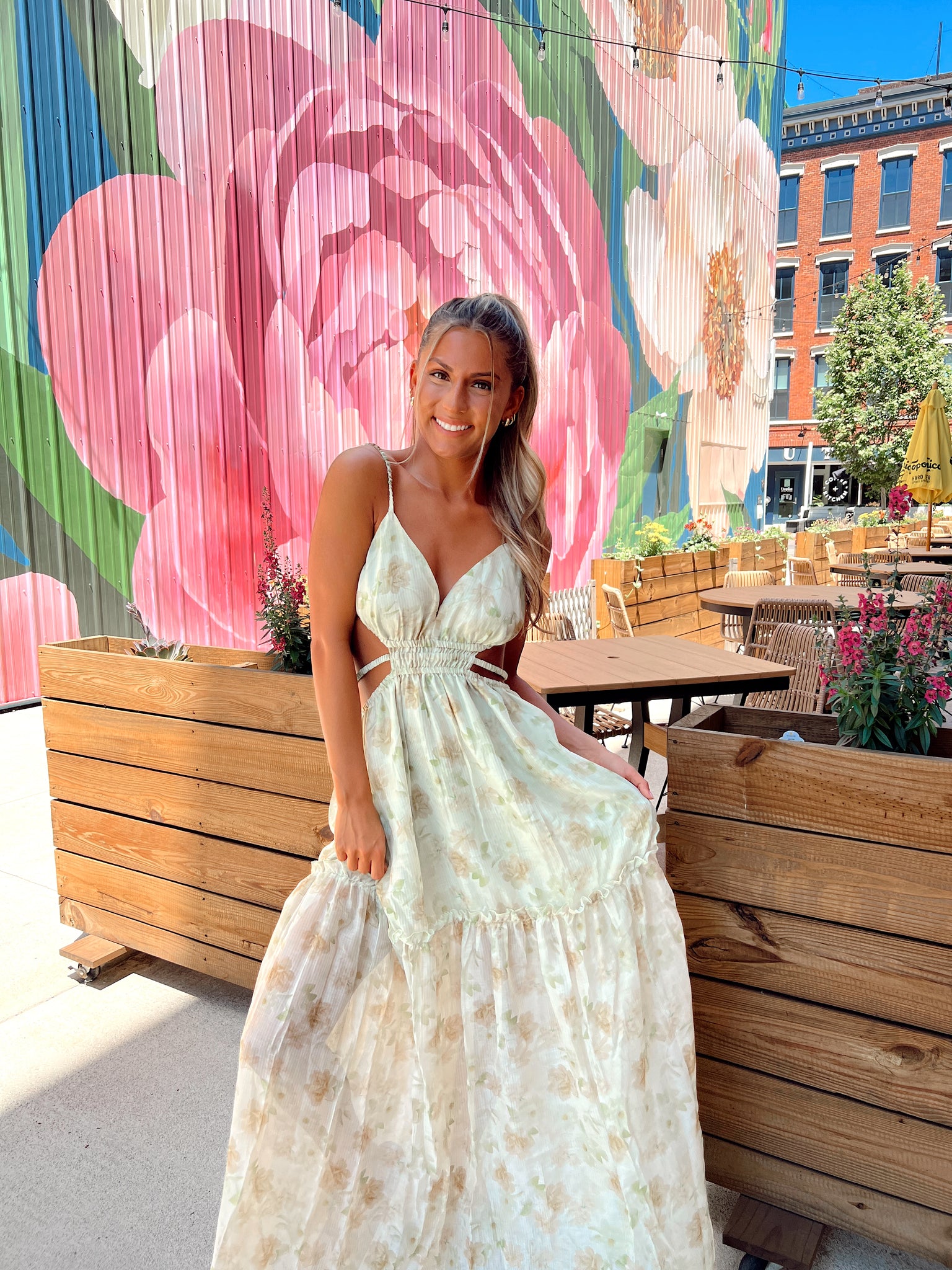 Summer Forever Sage Floral Maxi Dress