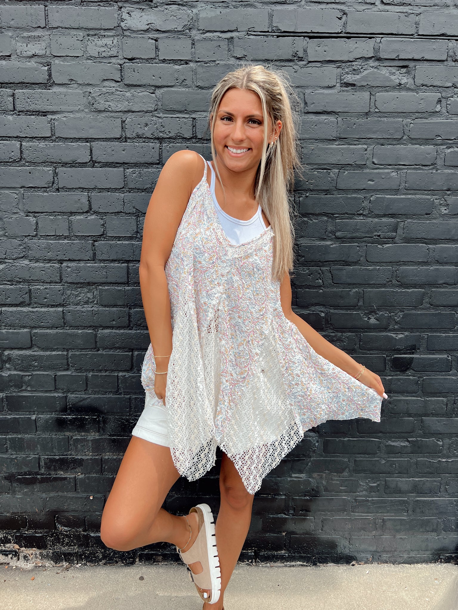 FINAL SALE - Level Up Ivory Crochet Tank