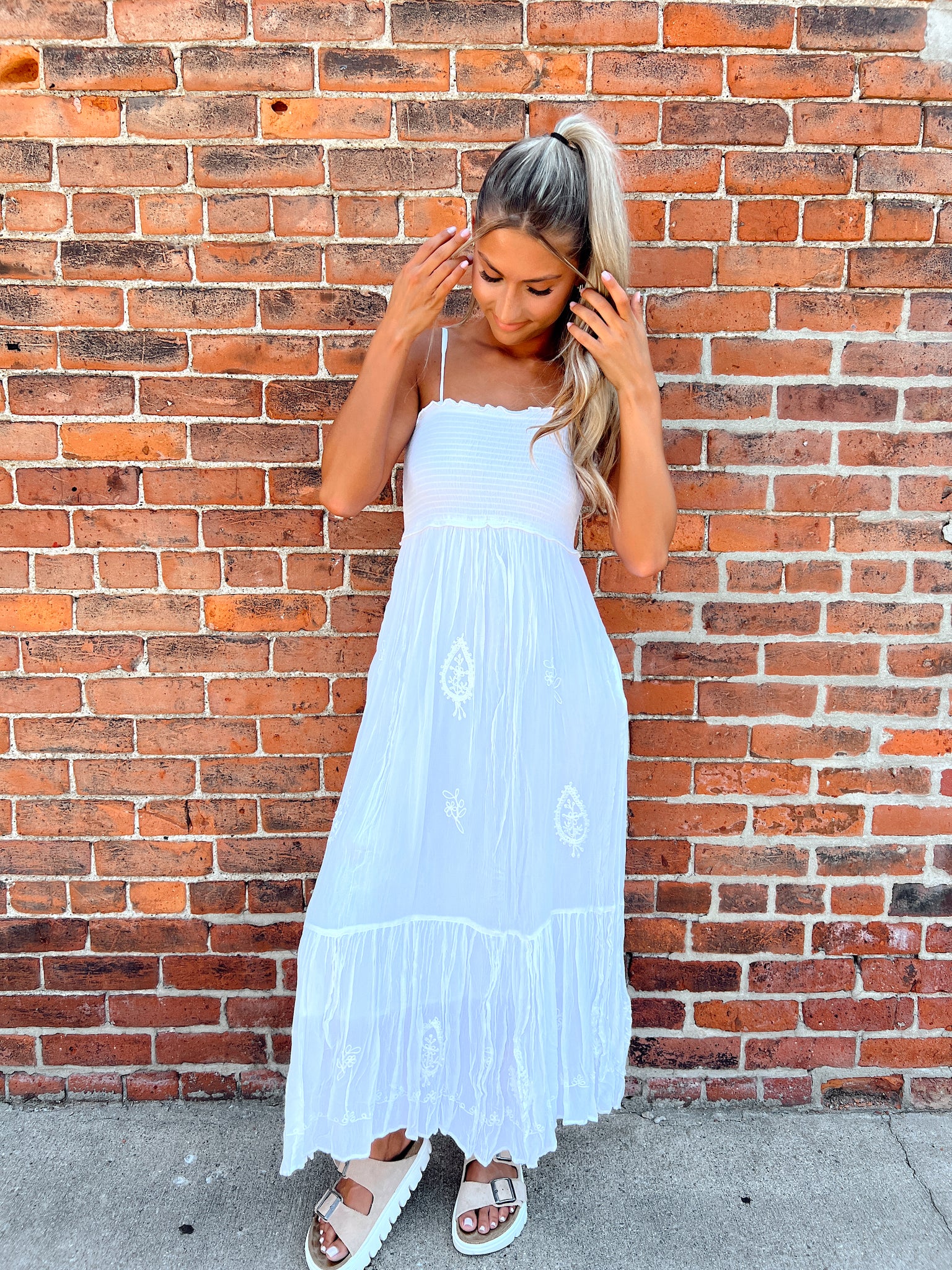 FINAL SALE - Baez White Embroidered Sundress