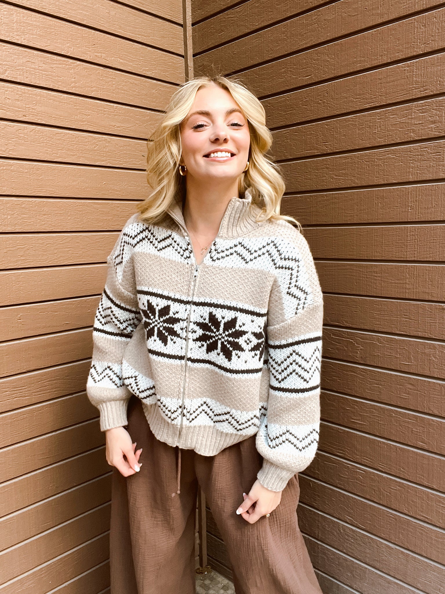 Home For The Holidays Tan Sweater Jacket