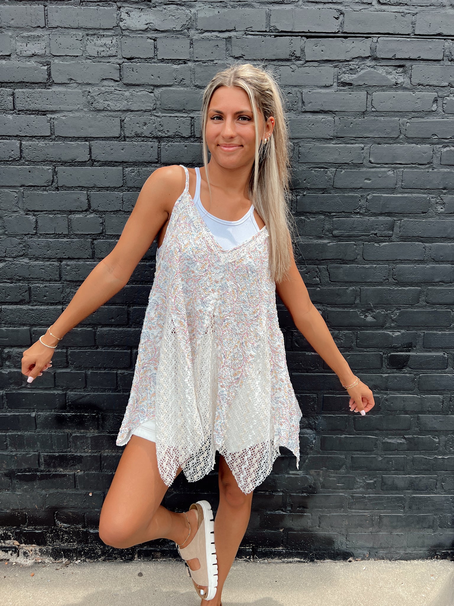 FINAL SALE - Level Up Ivory Crochet Tank