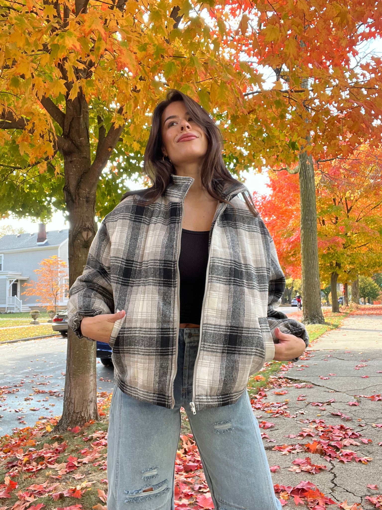 Plaid Puffer Jacket