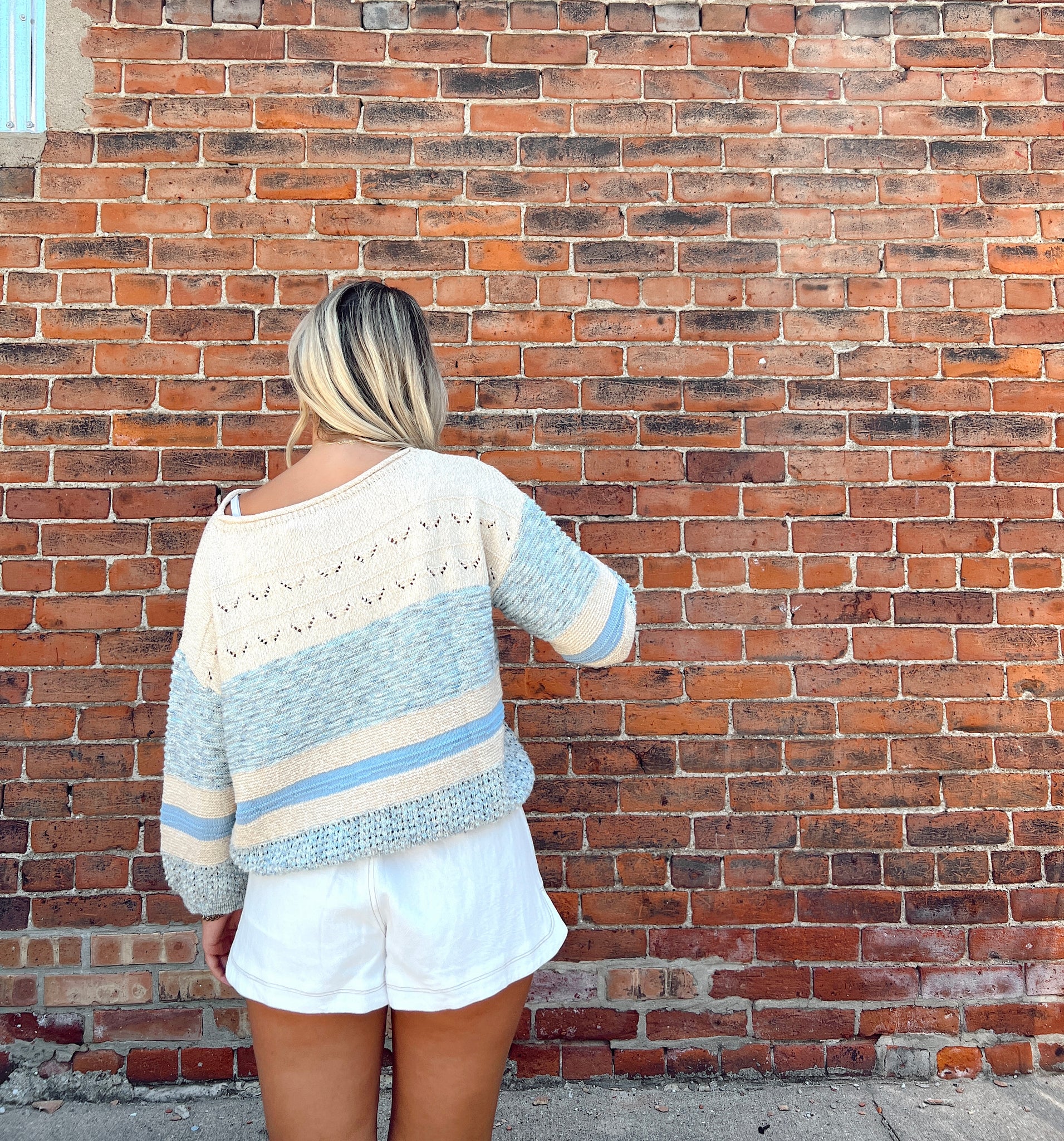 Sunday Funday Blue Knit Sweater