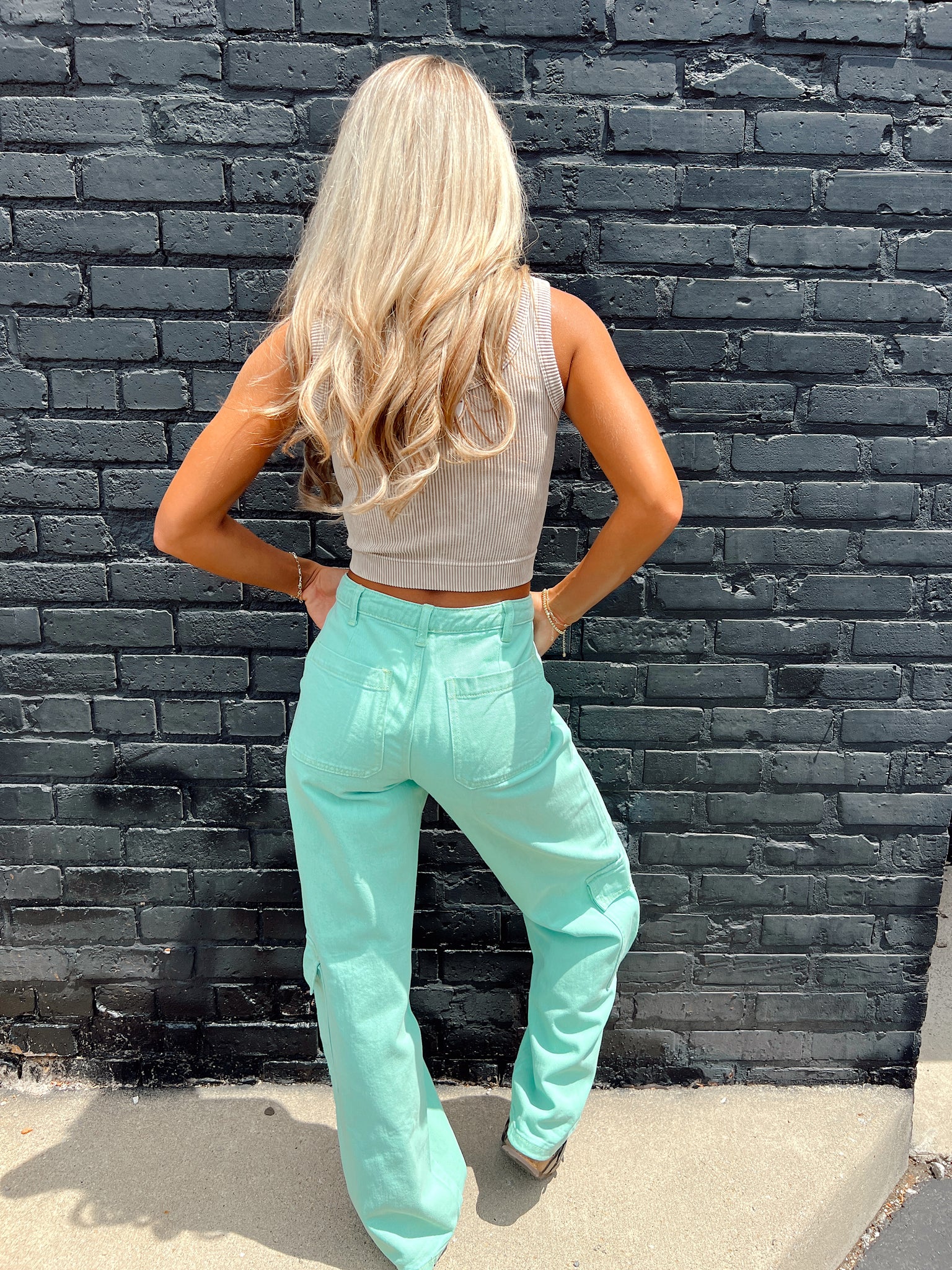 Soft Focus Lime Cargo Pants