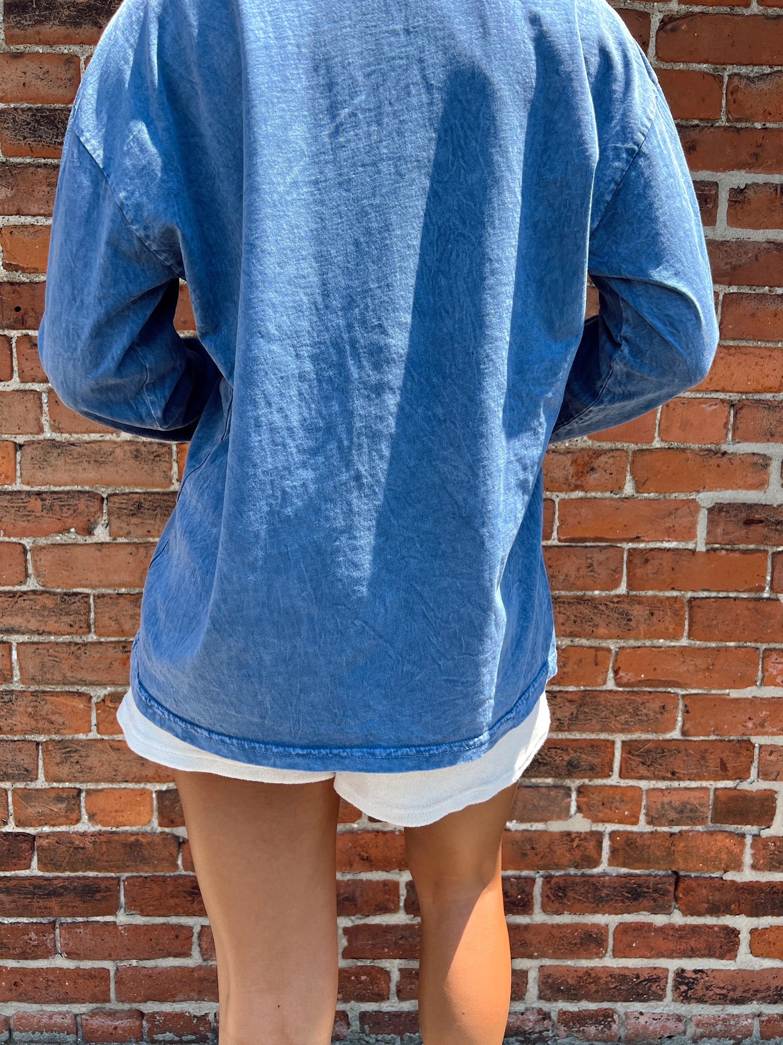 FINAL SALE - Sunkissed Navy Mineral Washed Long Sleeve