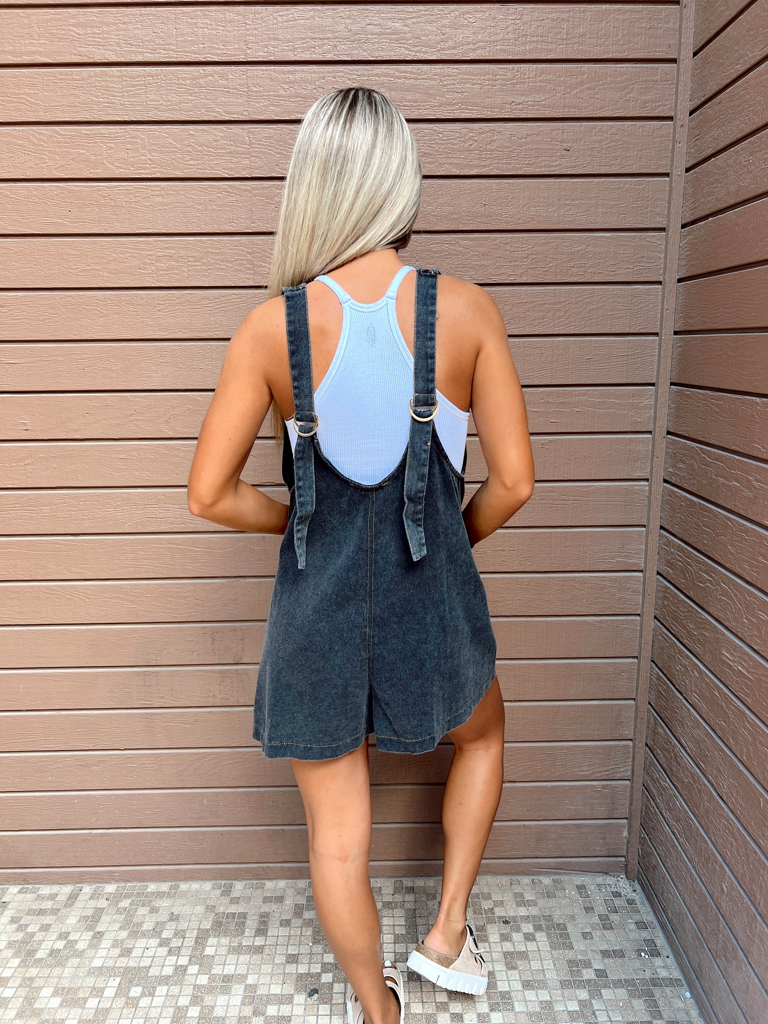 FINAL SALE- Crazy In Love Black Denim Overall Romper