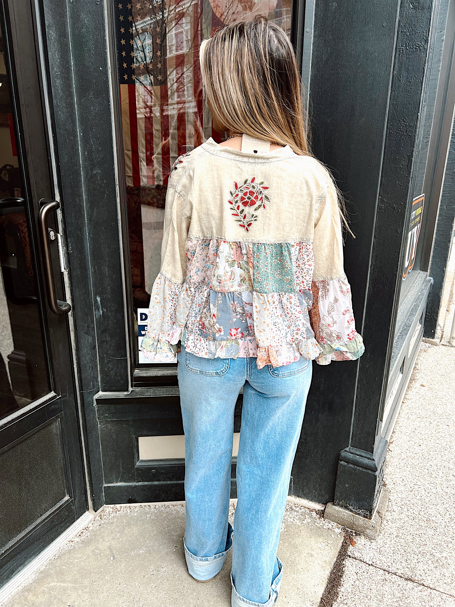 Boho Blossom Beige Patchwork Jacket