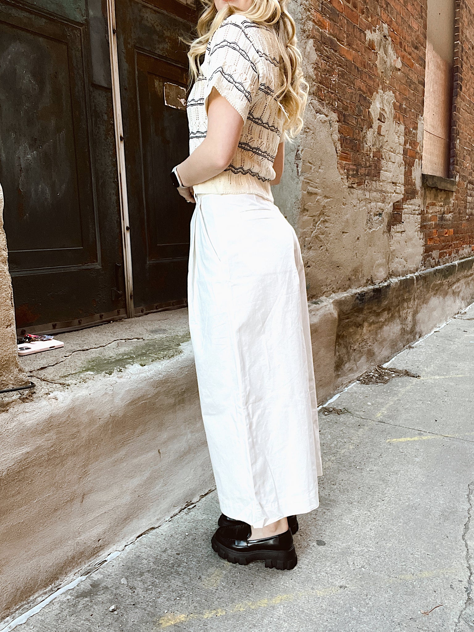 Darling Days Off White Wide Leg Pants