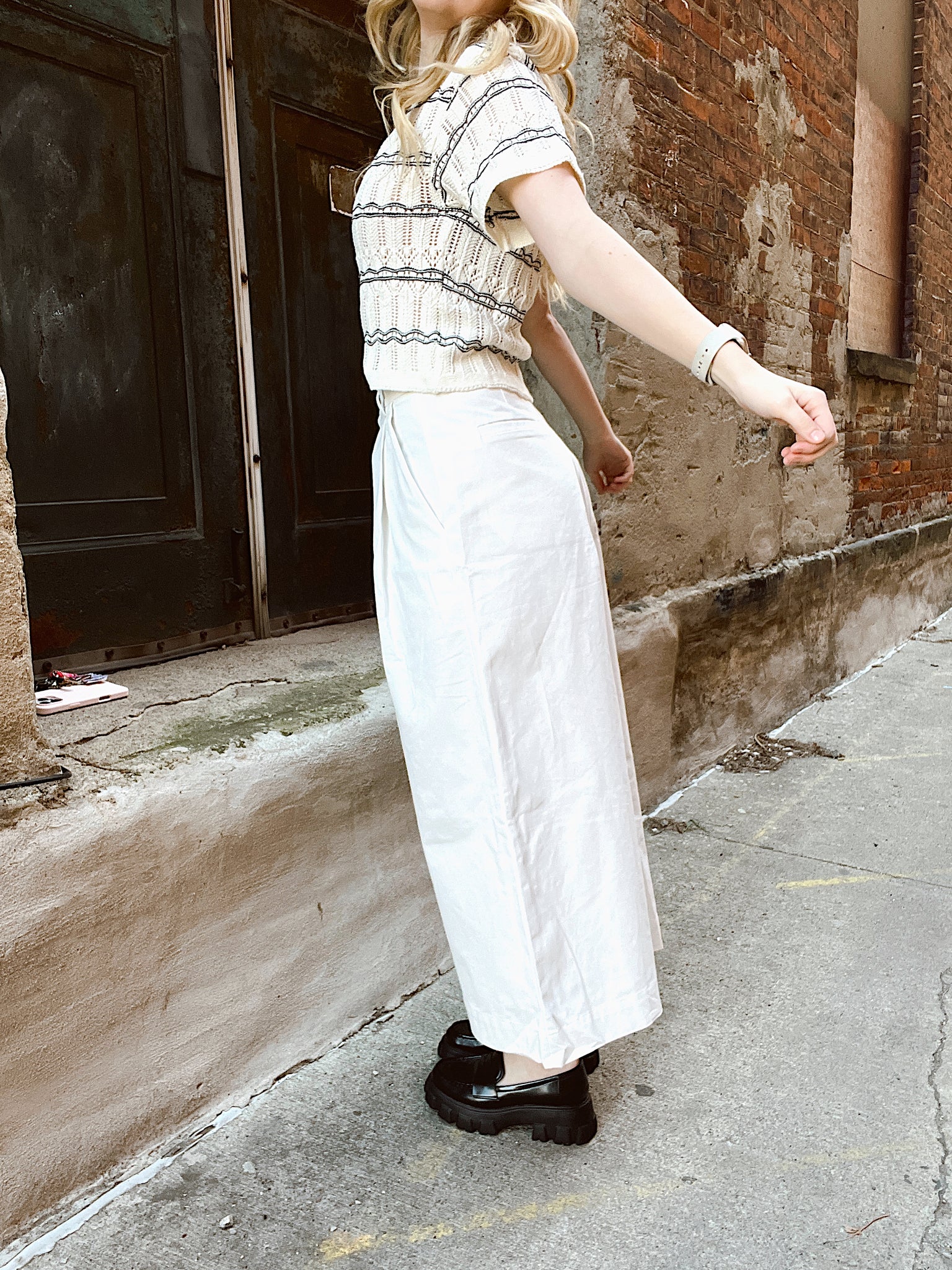 Darling Days Off White Wide Leg Pants