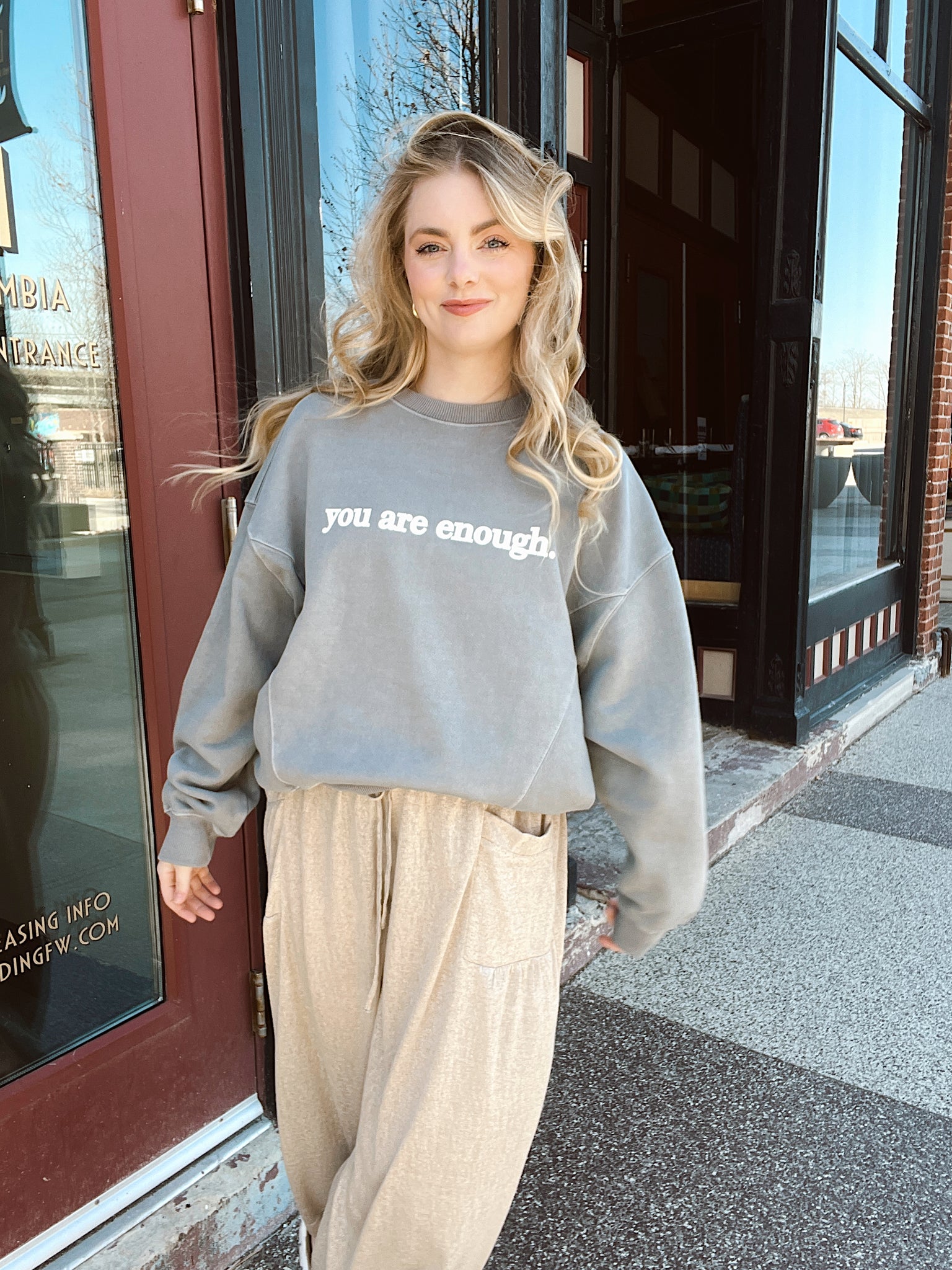 You Are Enough Charcoal Crewneck