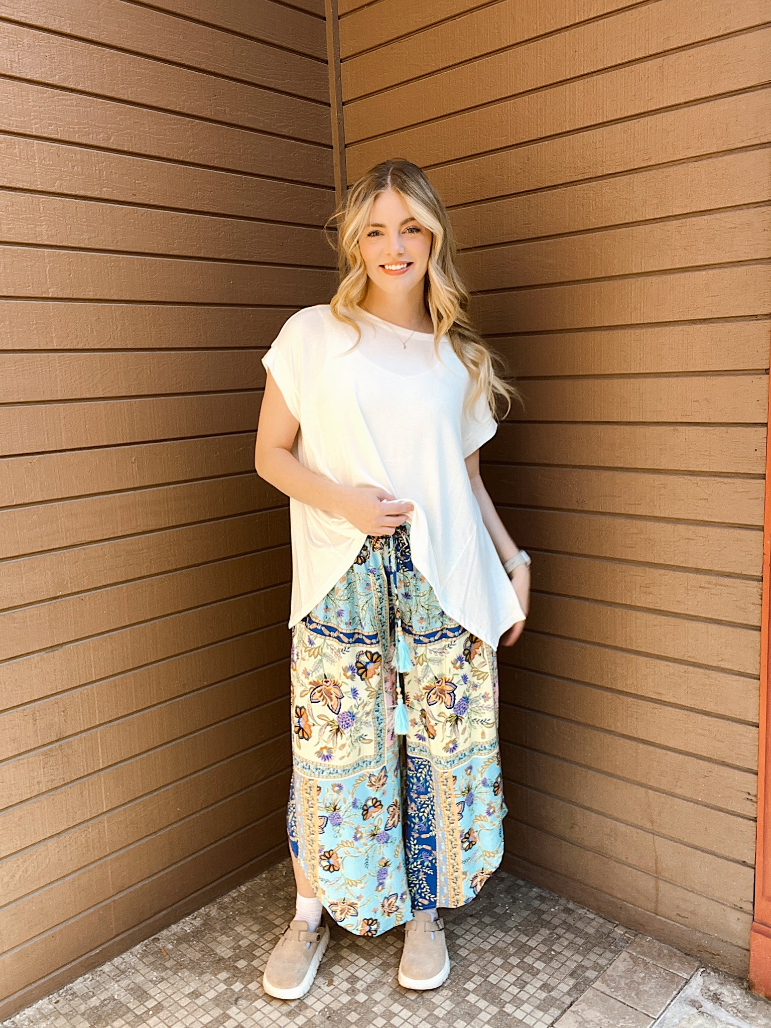 Tropical Vacation Blue Printed Pants