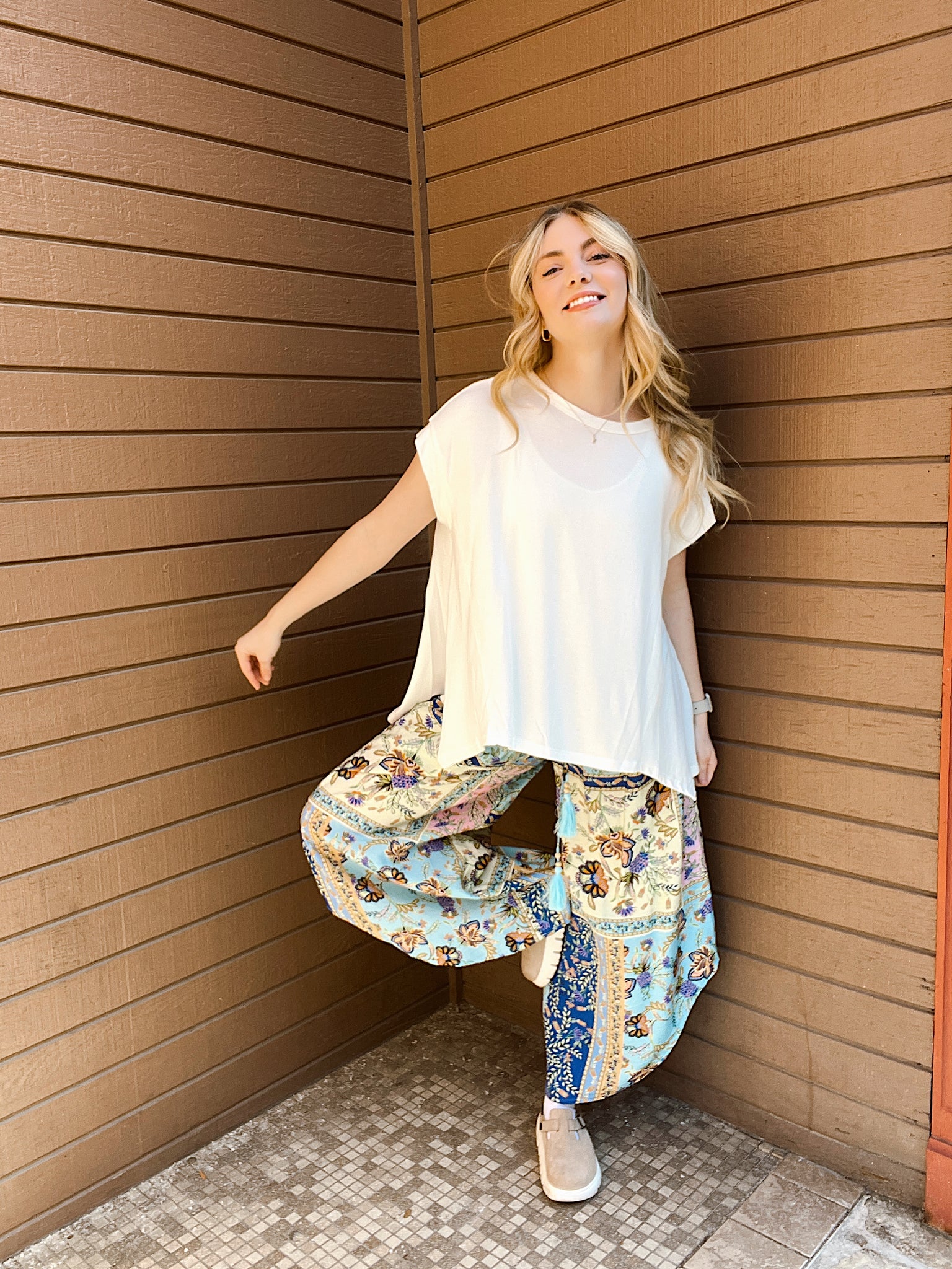 Tropical Vacation Blue Printed Pants