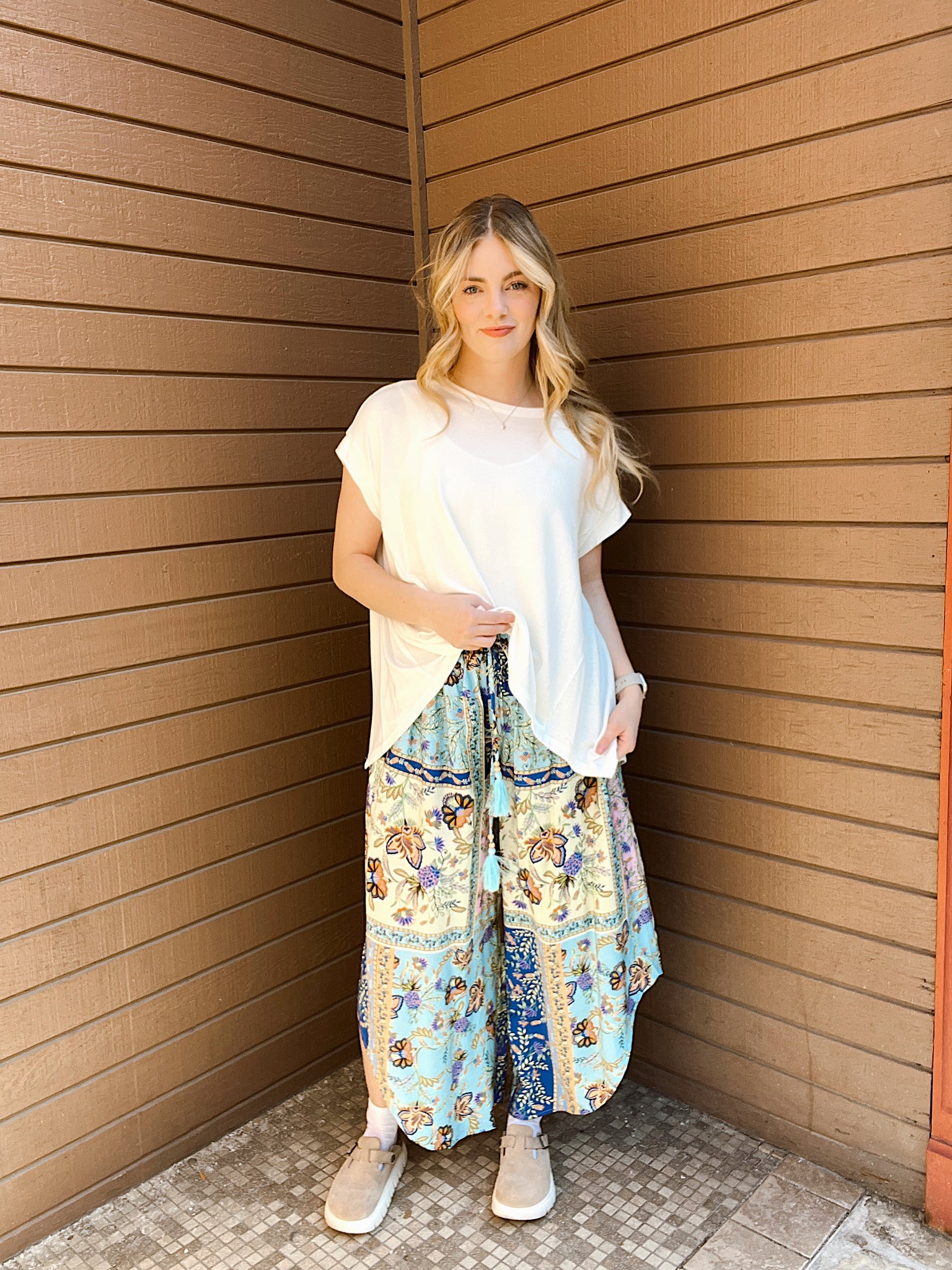 Tropical Vacation Blue Printed Pants