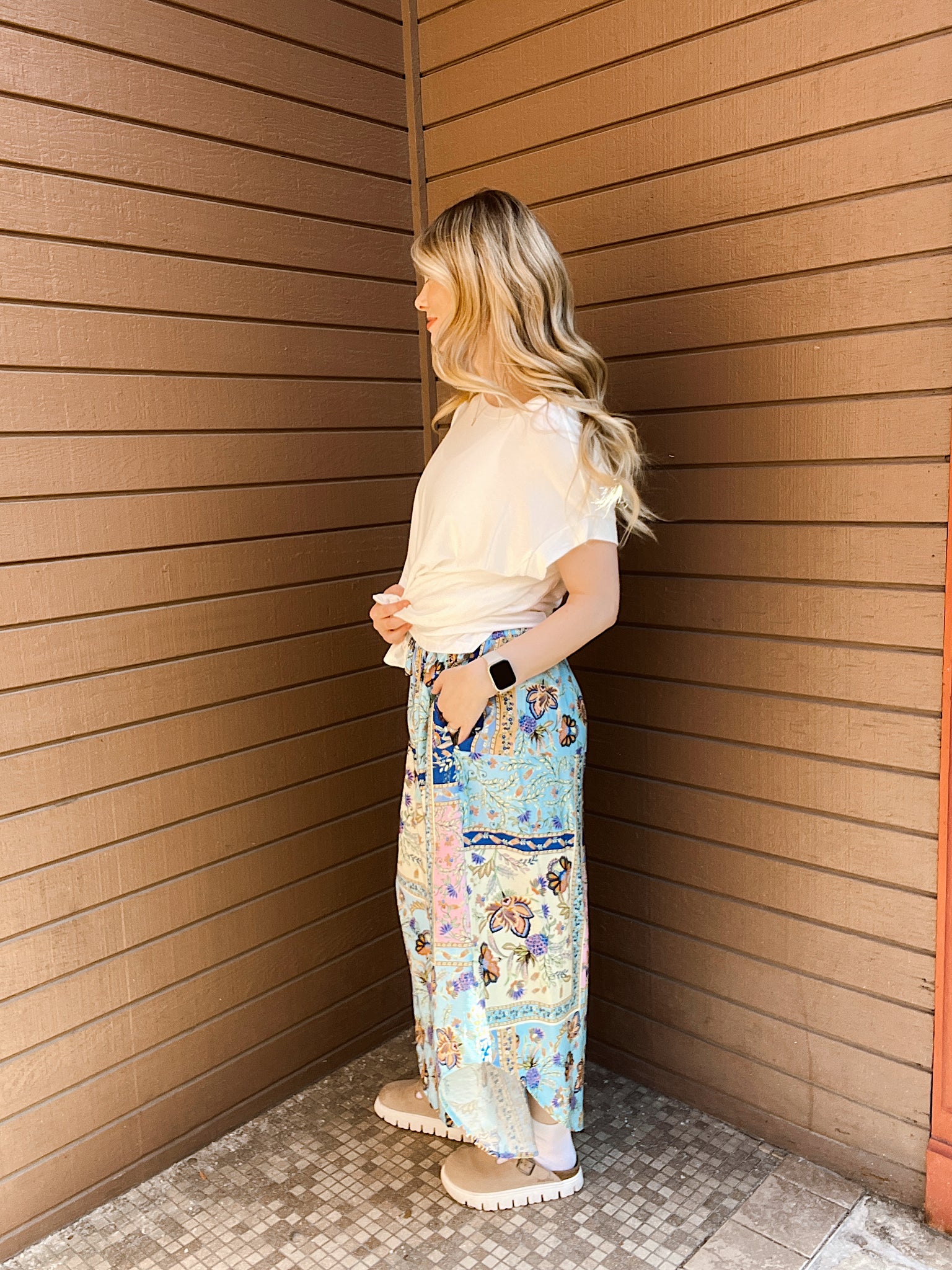 Tropical Vacation Blue Printed Pants