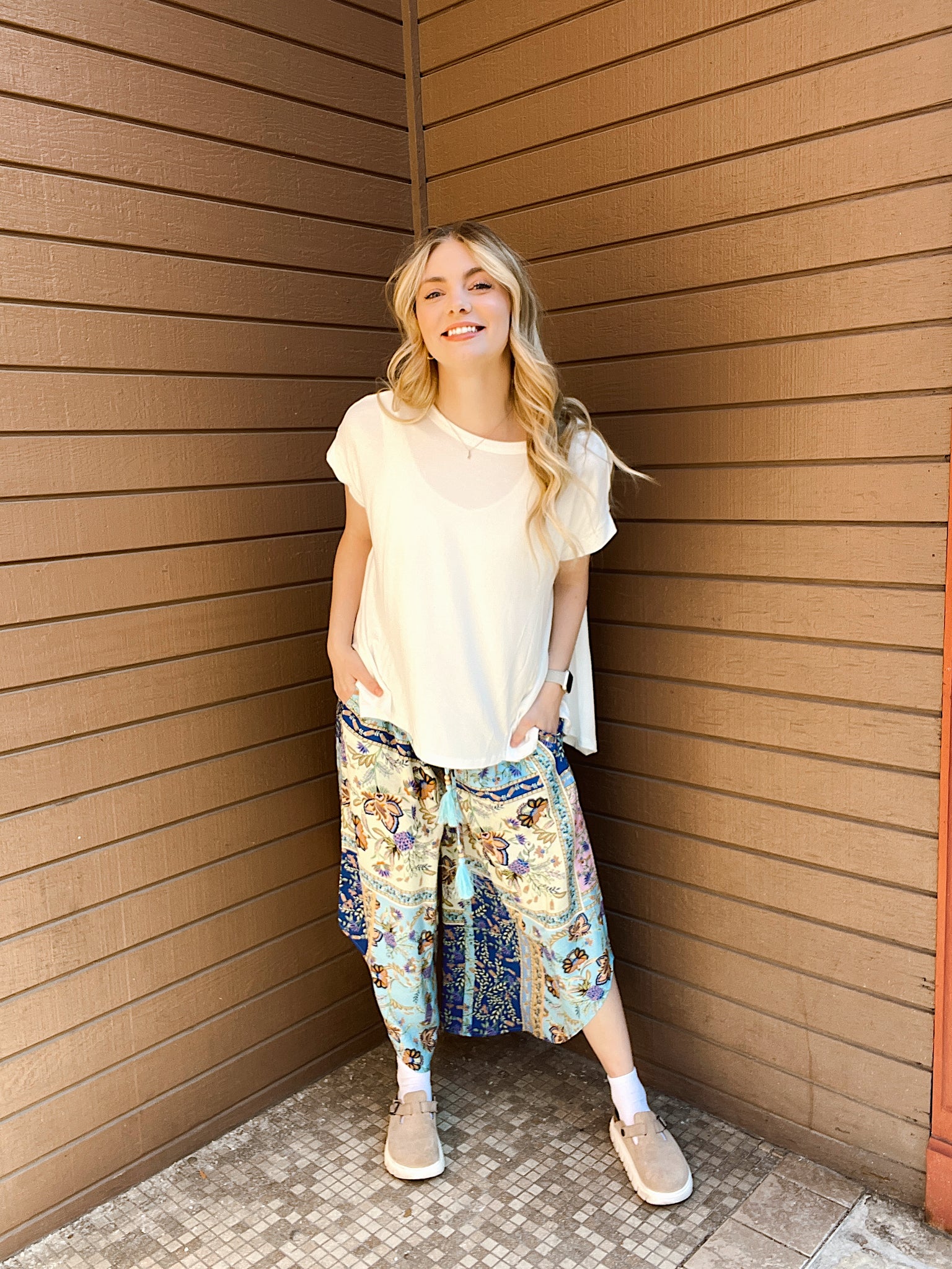 Tropical Vacation Blue Printed Pants