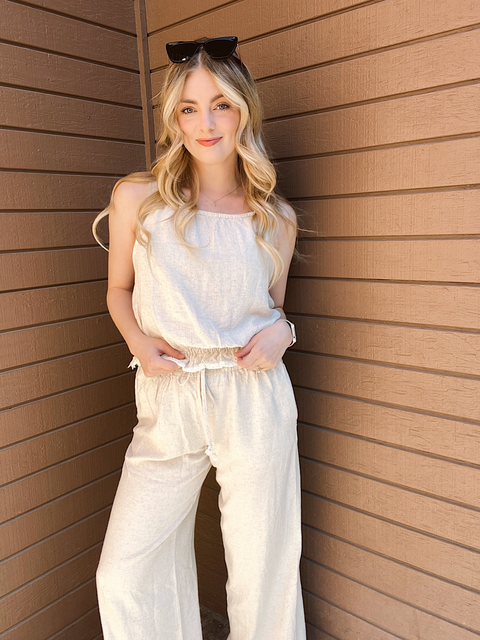 Sandy Shores Oatmeal Halter Neck Top