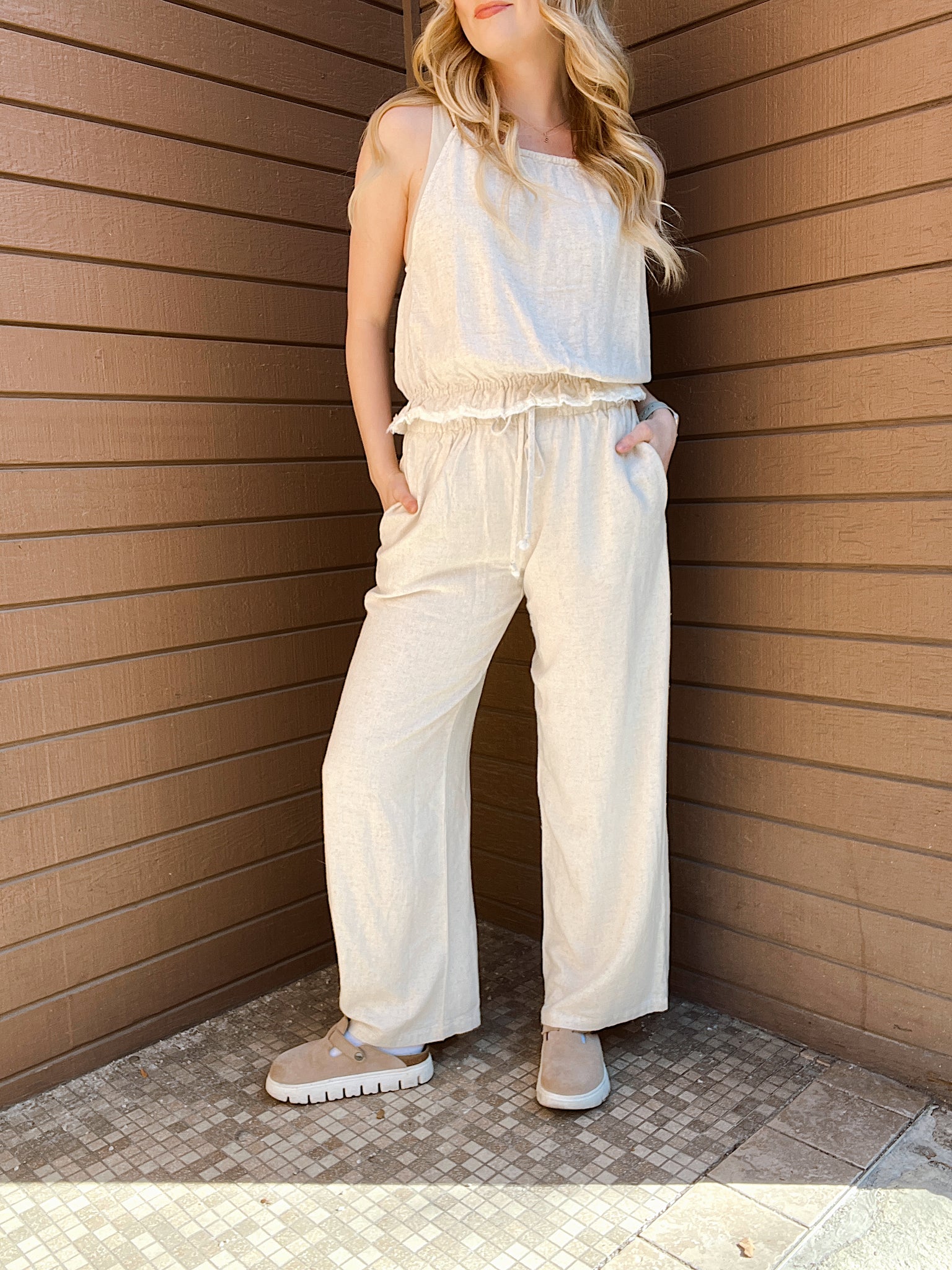 Sandy Shores Oatmeal Linen Pants