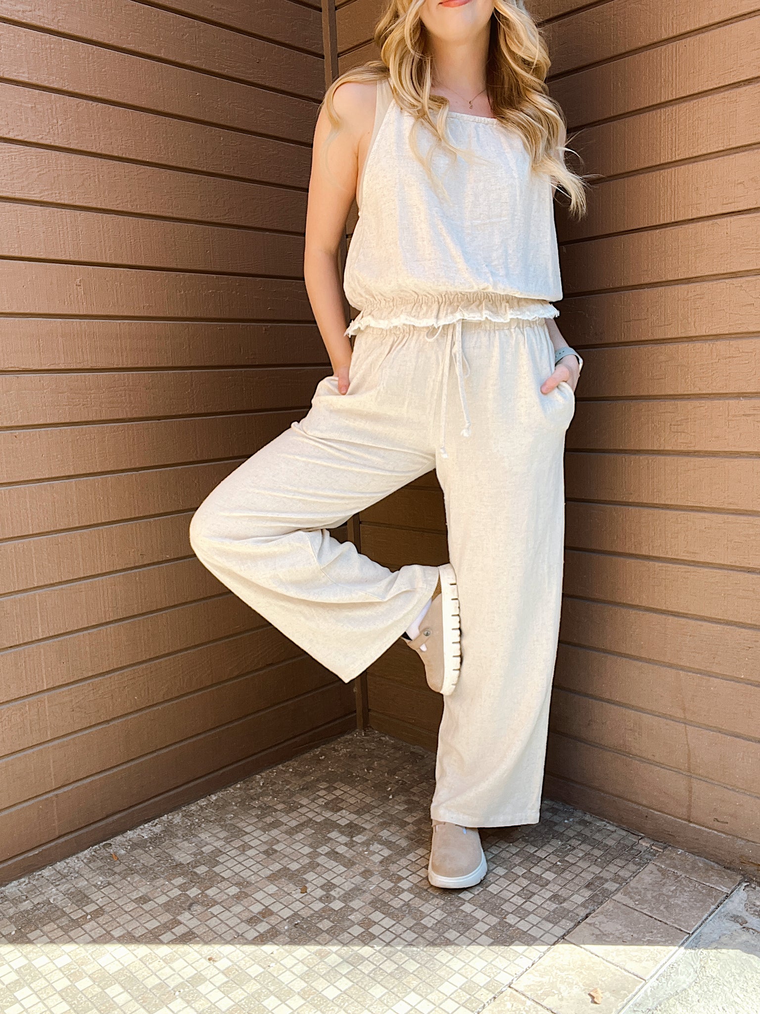 Sandy Shores Oatmeal Linen Pants