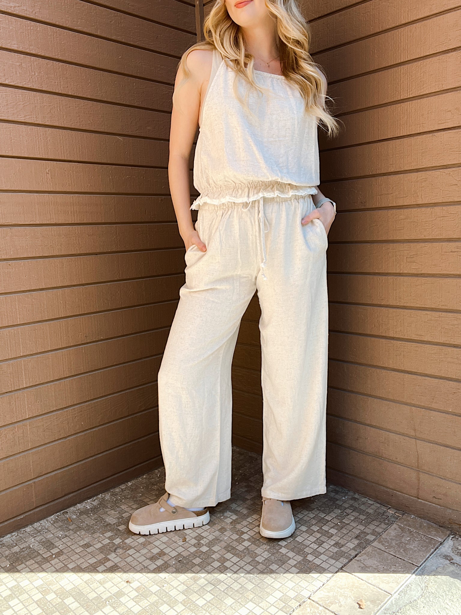 Sandy Shores Oatmeal Linen Pants