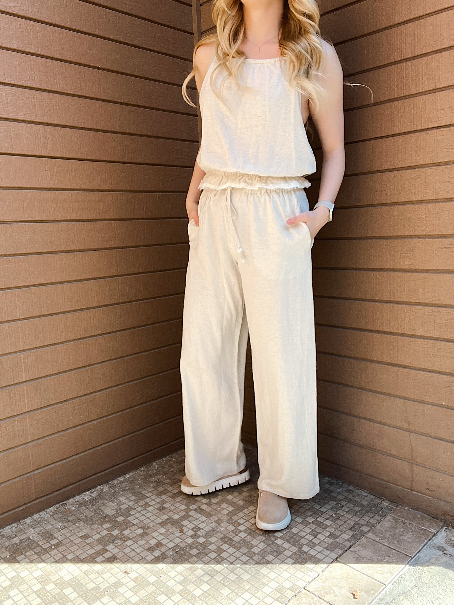 Sandy Shores Oatmeal Linen Pants