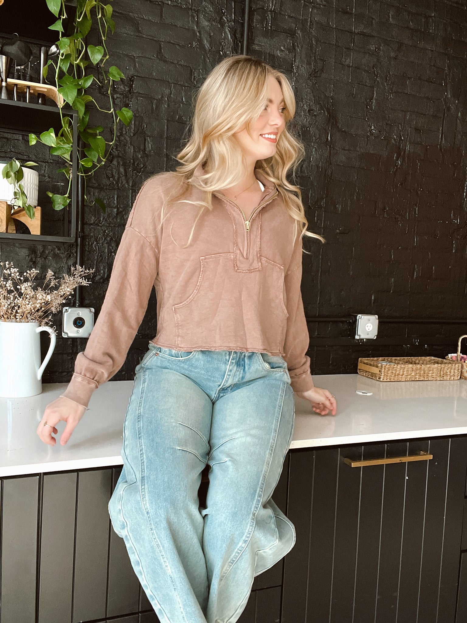 In The Groove Mocha Half Zip